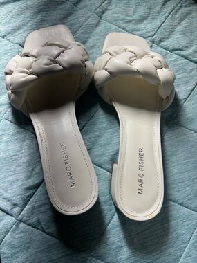 Marc Fisher Braided Slide Mules in Off-White